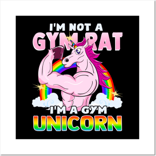 I'm Not A Gym Rat I'm A Gym Unicorn Work Out Exercise Posters and Art